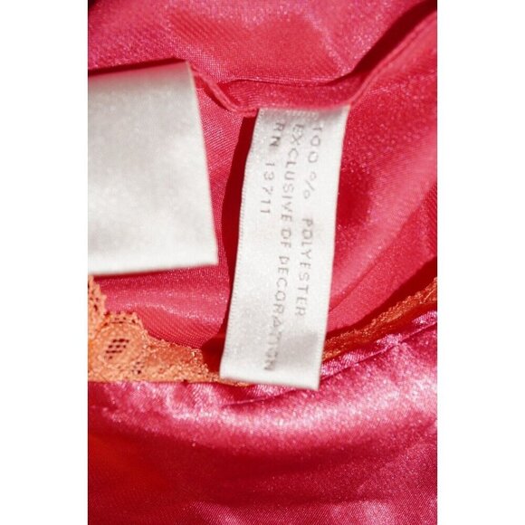 Valerie Stevens Satin Slip Dress Size M Red Lace Trim Vintage Y2K Lingerie - Picture 14 of 16